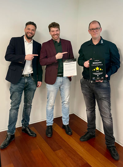 Essadek Elämin Belaid (Senior Sales Manager, CAQ AG), <br>Jan Christen (Member of the Management Board, Reed Electronics AG), Aleksandar Marinkovic (QMB, Reed Electronics AG)
